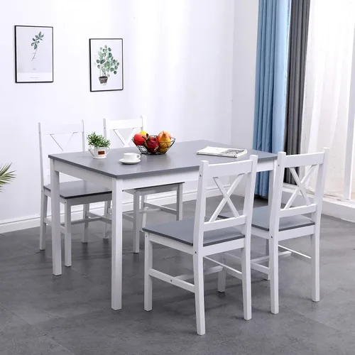 Miniatura 2 de soges Juego de sillas de mesa de comedor de cocina para 4, mesa de comedor de madera de pino de 42.5 pulgadas con 4 sillas, juego de sillas de mesa