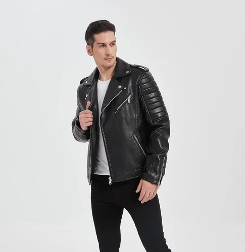 Miniatura 3 de BANMAXDD Men's Faux Leather Jacket QUALITY Black Waterproof Windproof Multi-pocket Biker Jacket Casual Warm Winter Coat