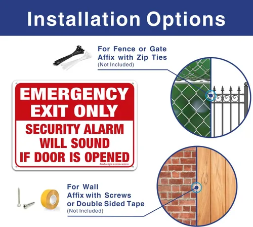 Miniatura 3 de Solo salida de emergencia: alarma de seguridad sonará si la puerta está abierta, paquete de 4, 10 x 7 pulgadas, aluminio libre de óxido, protección