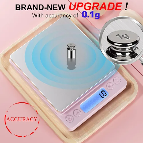 Báscula digital de alimentos para gramos y onzas, YONCON 3000g/0.1gramo de precisión báscula de cocina multifuncional para cocinar, hornear | Tamaño