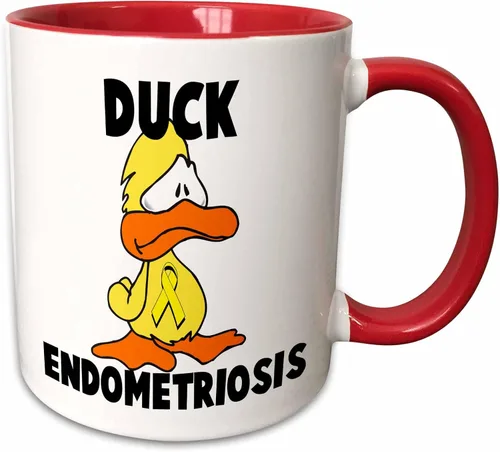 Miniatura 10 de 3dRose Duck Endometriosis Awareness Ribbon Cause Design 15oz Two-Tone Black Mug