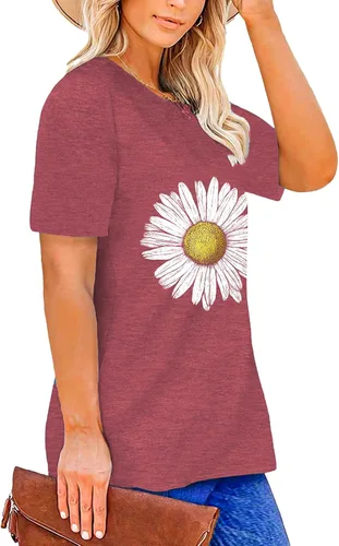 Miniatura 3 de Plus Size Tops Sunflower Shirts for Women Flower Graphic Tees Shirts Summer Inspirational Tshirt