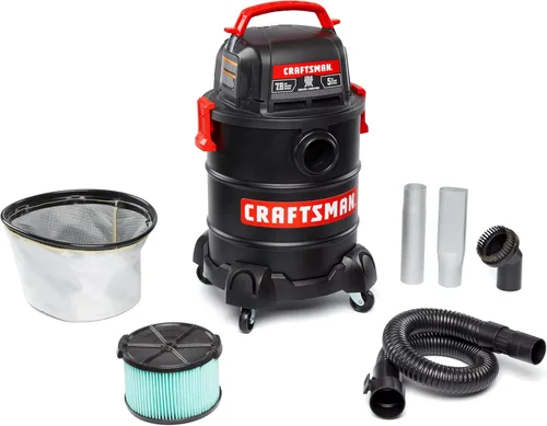 CRAFTSMAN CMXEVBE17050 - Aspiradora para cenizas y parrilla (5 galones, 7.8 amperios) | Portable Dry Only Shop Vacuum with Drum Filter, Cartridge