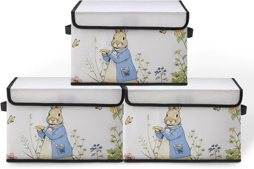 Miniatura 33 de Contenedores de almacenamiento apilables para ropa con tapas, organizadores de clóset con estampado de gatos de tela para el hogar y la oficina