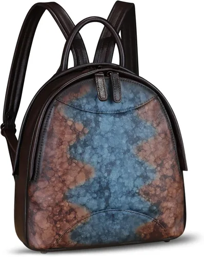 IVTG Mochila de cuero genuino para mujer, estilo vintage, de cuero real, mochila de moda para hombro
