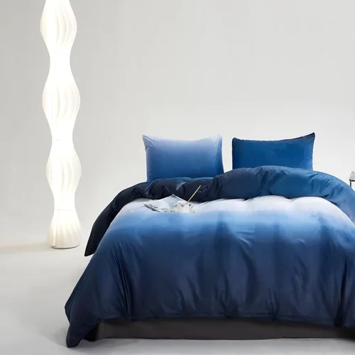 Miniatura 8 de Houseri Juego de funda de edredón de tamaño individual a cuadros azul claro y blanco para niños, juego de cama azul bebé para niños y niñas, juego