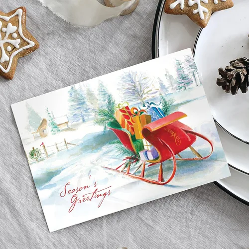 Miniatura 5 de Canopy Street Obra maestra de tarjetas navideñas de trineo / Juego de 16 tarjetas de fiesta en caja con sobres rojos a juego / Tarjetas navideñas
