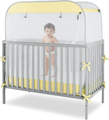 Porayhut Tienda de campaña portátil de malla de seguridad para cuna de bebé, mosquitera desplegable, cubierta de malla transparente para bebés y
