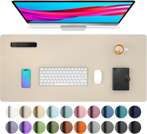 Miniatura 53 de Aothia - Protector de escritorio de cuero sintético, base para mouse, superficie antideslizante e impermeable para escribir y para laptop