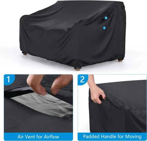 Miniatura 5 de Mrrihand Funda impermeable para sofá de patio de servicio pesado, funda para sofá de exterior de 3 plazas, funda para muebles de patio al aire libre