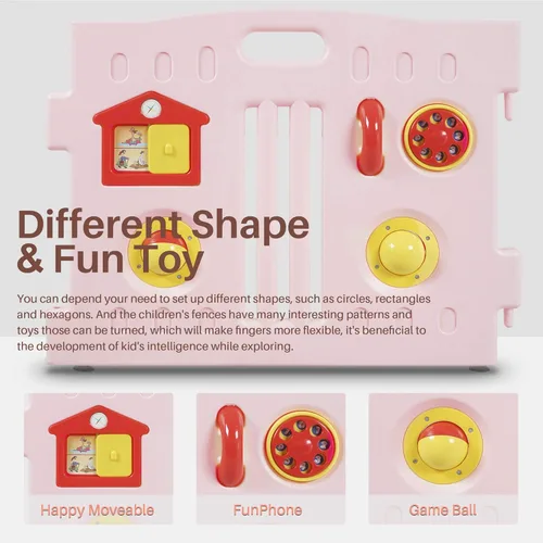 Miniatura 5 de Kidzone Corralito Interactivo para Bebés de 8 Paneles Patio de Juegos con Puerta de Seguridad Centro de Juegos para Niños Corralito de Actividades