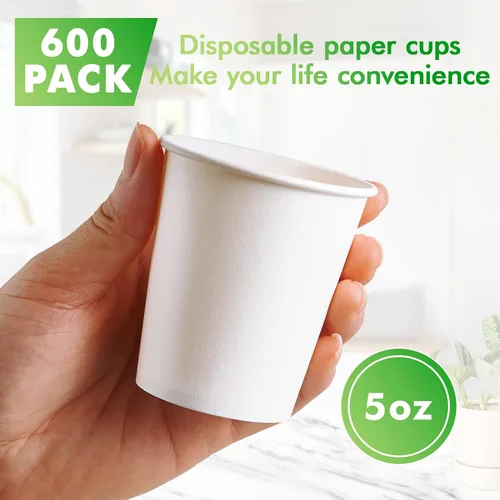 Miniatura 2 de TV TOPVALUE Paquete de 1200 vasos de papel de 5 onzas, 600 tazas blancas para baño y enjuague bucal, 600 vasos coloridos