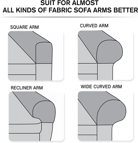 Miniatura 7 de Fundas para reposabrazos de sofá, paquete de 2 fundas elásticas para sillón, protector de reposabrazos de muebles para sofá, silla, sillón Gris