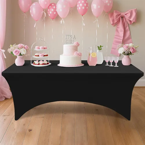 Miniatura 6 de Smiry Paquete de 2 manteles de elastano de 6 pies, fundas de mesa elásticas ajustables extensibles, lavables y sin arrugas, rectangulares para mesa