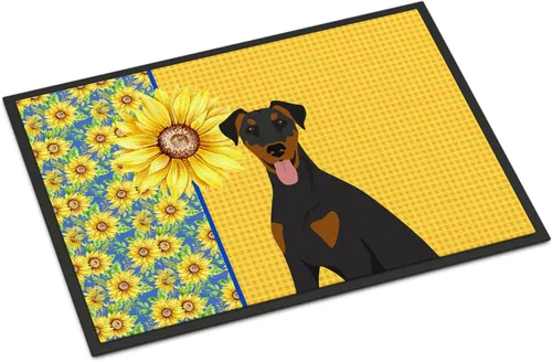 Miniatura 48 de Caroline's Treasures WDK5313MAT Airedale Terrier - Tapete para puerta delantera de 18 x 27 pulgadas, diseño de girasoles de verano, para entrada