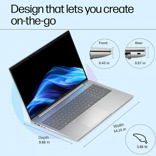Miniatura 7 de HP Laptop EliteBook 2026 de 16 pulgadas, AMD Ryzen 5 200 Copilot AI PC, 16 GB DDR5 RAM, 512 GB PCIe SSD, FHD+, seguridad empresarial, carga rápida