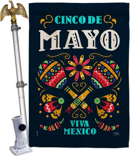 Miniatura 8 de Breeze Decor Cinco de Mayo Viva México - Juego de banderas de jardín para fiesta de verano, cactus, piñata, sombrero, fiesta mexicana, pequeña