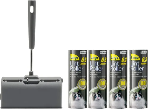 Fedicelly Rodillos de pelusa para mascotas, muebles extra pegajosos, removedor de pelo de gatos y perros, alfombra de ropa de lavandería, 6.3