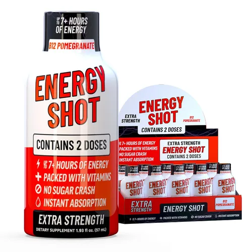 Miniatura 18 de Blue Raspberry Extra Strength Energy Shot 12 unidades – 260 mg de cafeína natural B12 B6 – Apoyo de energía y enfoque – 2 porciones sin azúcar Té
