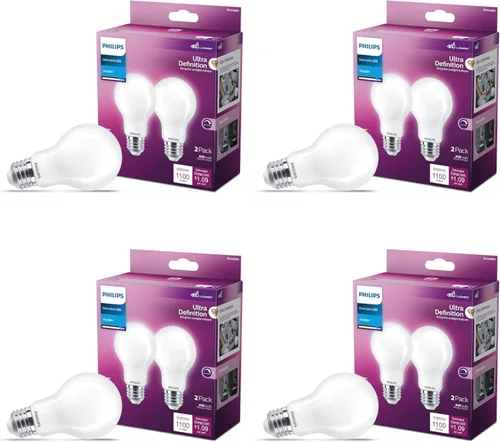Miniatura 11 de PHILIPS Bombillas LED de 60 W A19, 4 unidades, ultra definición, blanco suave (2200 K), 800 lúmenes (8 W = 60 W), regulables, sin parpadeo, bombillas