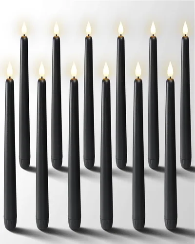 Miniatura 13 de Homemory - 12 piezas de velas cónicas sin llama con temporizador remoto y atenuador, velas cónicas de 11 pulgadas marfil operadas con batería