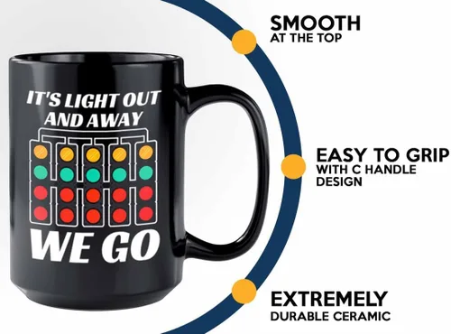 Miniatura 4 de Taza de café Racer de 15 onzas, color negro, con texto en inglés «It's Light Out», «Fuel Speed Racer» Car Guys Circuit Automotriz Racing Boy Regalos