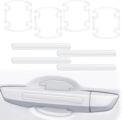 8 protectores 3D transparentes de arañazos para manija de puerta de automóvil, calcomanías universales de protección de pintura lateral de tazón, 8