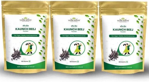 Kaunch Beej Powder - Hierba ayurvédica natural para el bienestar diario | 100% puro y vegano, 3.53 oz cada uno (paquete de 3)