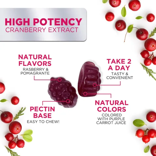 Miniatura 9 de Extracto de arándano de 504 mg por porción – Gomitas de arándano para apoyo a la salud del tracto urinario – Ayuda a limpiar y proteger, suplemento
