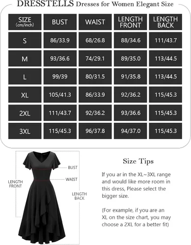 Miniatura 5 de DRESSTELLS Vestidos formales para mujer 2023 con volantes, cuello en V, vestido de cóctel, fiesta de té, vestido modesto de iglesia para invitados
