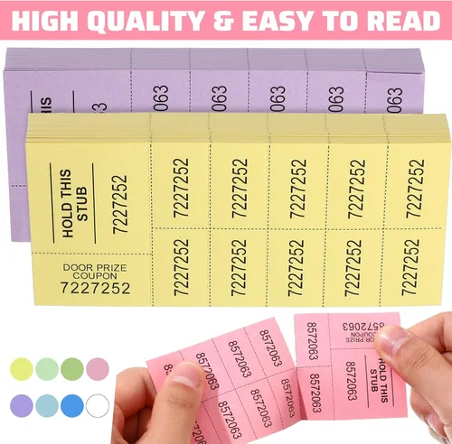 Miniatura 4 de Kosiz 504 hojas de boletos de subasta de rifas con 10 números de oferta para rifas silenciosas de 10 números de oferta, subasta de eventos