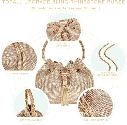 Miniatura 5 de Bolso de noche con diamantes de imitación para mujer, bolso de mano plateado con diamantes brillantes para mujer, fiesta, club, boda, baile