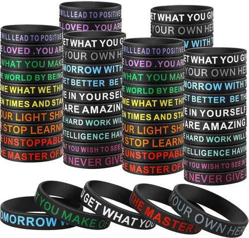 Miniatura 8 de QEERBSIN 20 pulseras de goma con cita motivacional, pulseras inspiradoras para estudiantes, pulseras elásticas unisex, regalos perfectos