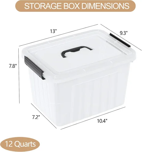 Miniatura 3 de Jekiyo Cajas de plástico con cierre de 12 cuartos de galón, contenedores de almacenamiento transparentes con tapas, paquete de 6