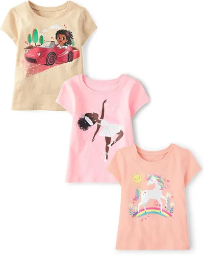 Miniatura 21 de The Children's Place Camisetas estampadas de manga corta para bebés y niñas pequeñas, con diseño de unicornios y mariposas, a la moda, paquete de 3