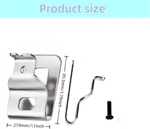 Miniatura 2 de (10 unidades) Clips de cinturón para dewelt, gancho de acero inoxidable 304 con tornillos para cinturón dewelt N268241 N086039, compatible