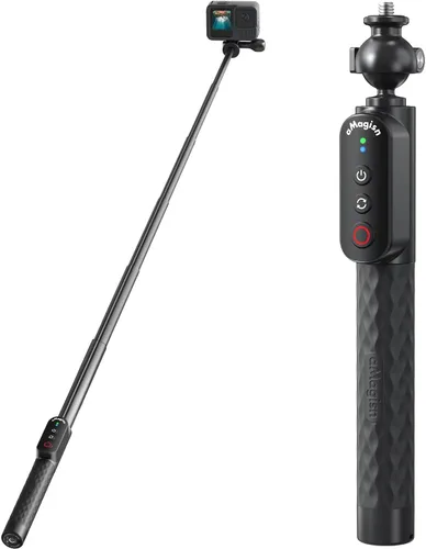 Miniatura 11 de Control remoto Selfie Stick recargable impermeable 39.4 in estirable compatible con cámara de acción Insta360/Gopro y iOS Android Smartphone