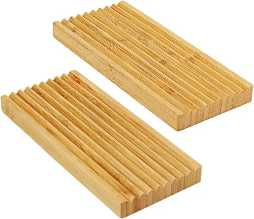 Miniatura 6 de Jabonera de bambú – Protector de jabón – Jabonera de madera de bambú natural con bandeja de drenaje para ducha, baño, bañera, cocina, prolonga