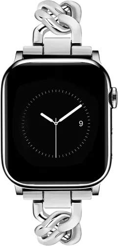 Miniatura 9 de JR.DM Correas de oro para reloj para mujer compatibles con Apple Watch de 46 mm, 42 mm (S3/2/1) 44 mm, 45 mm, 49 mm, pulsera ajustable de cadena Oro