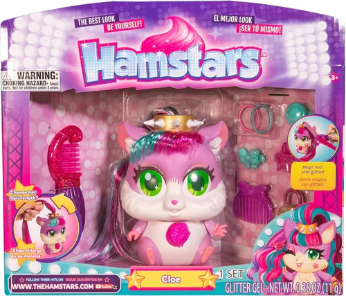 Miniatura 6 de Hamstars - Cloe - Incluye peine mágico con purpurina y accesorios - Longitud ajustable del cabello - Tatuaje secreto que aparece a la luz del sol