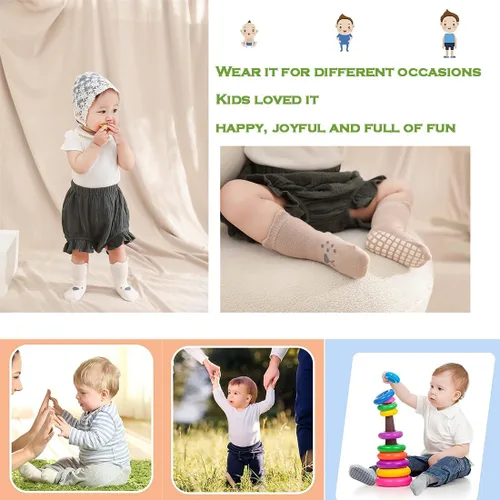 Miniatura 5 de Calcetines de algodón antideslizantes para bebés y niñas, 8 pares