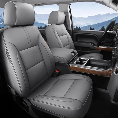 Miniatura 10 de Coverado Fundas de asiento para Chevy Silverado, fundas de asiento de piel sintética para Chevy Silverado GMC Sierra 2007-2025 1500, 2015-2025 Rojo