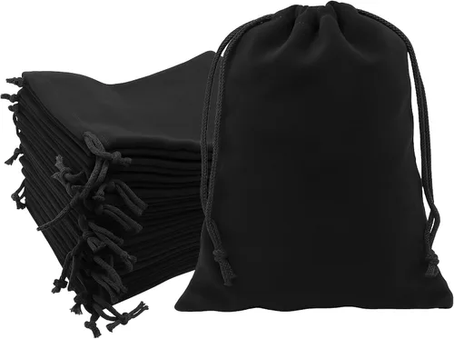 Mandala Crafts Bolsas de terciopelo negro con cordón de 14 x 14 pulgadas, 10 bolsas grandes de terciopelo con cordón a granel para regalos de fiesta