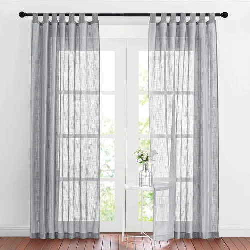 Miniatura 13 de RYB HOME - Cortinas de lino con textura transparente, 2 paneles