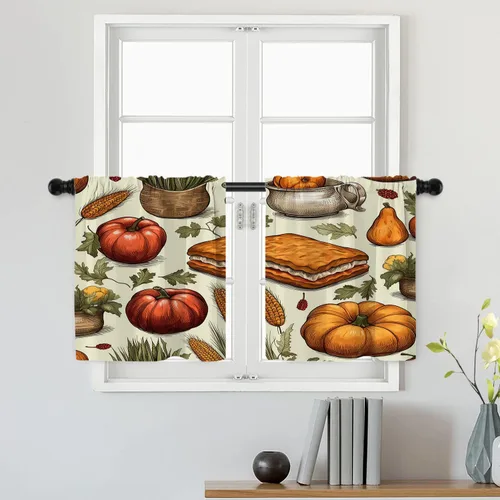 Miniatura 45 de Batmerry Silueta de hombre y niño, marco en forma de corazón con figuras, tratamiento de ventana, cortina corta de cocina multicapa de poliéster