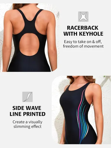Miniatura 3 de ATTRACO Traje de baño de una pieza para mujer, traje de baño de entrenamiento atlético con espalda cruzada