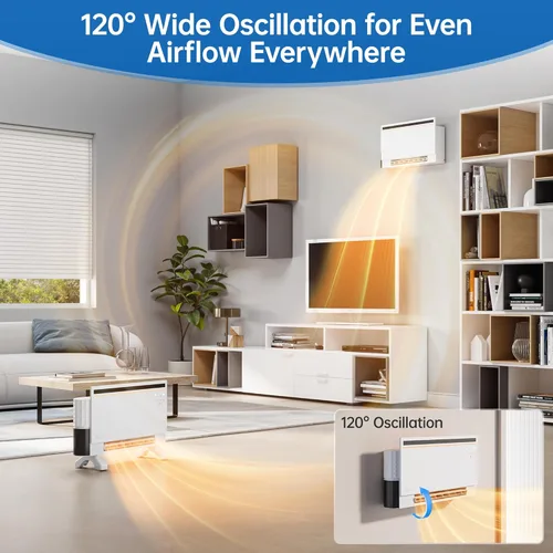 Miniatura 3 de Hawkrown - Calentador de panel inteligente de 1800 W con altavoz Bluetooth, reproduce música y visualiza letras y luces RGB, ventilador calefactor 6