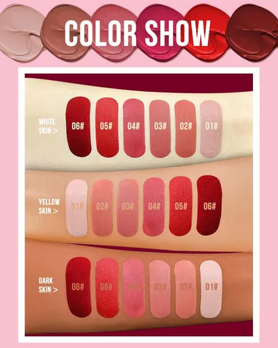 Miniatura 6 de Lápiz labial líquido mate para mujeres - 2 unidades, rosa nude y rojo vino, tinte labial altamente pigmentado, brillo labial mate aterciopelado