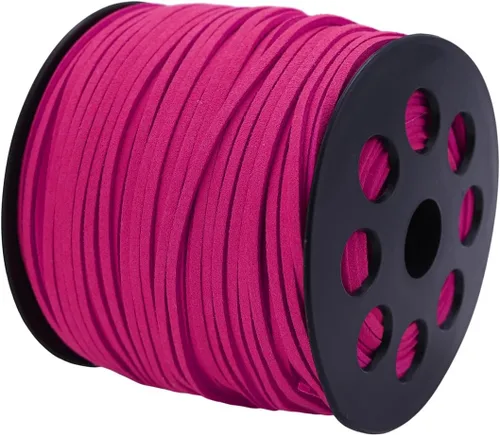 Miniatura 16 de Cordón plano de gamuza de 0.104 in x 100 yardas, cuerda de cuero con carrete en rollo, cordón de piel sintética para hacer joyas, collares, Azul