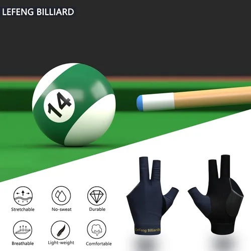 Miniatura 5 de LeFeng - Guantes de billar profesionales para billar, 3 dedos abiertos, para mano izquierda para hombres y mujeres 3 piezas gris.
